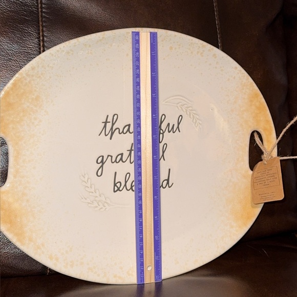 NWT Rae Dunn Cream Ceramic Thanksgiving/Fall Platter Thankful/Grateful/Blessed - Picture 7 of 7